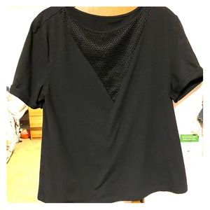 Black mesh v neck top